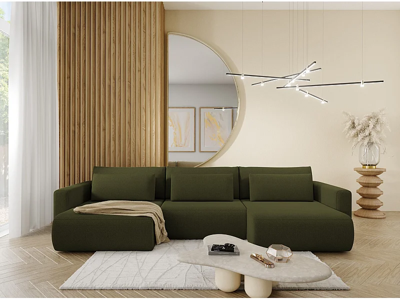 Ecksofa mit Schlaffunktion WELLY U Grün olive