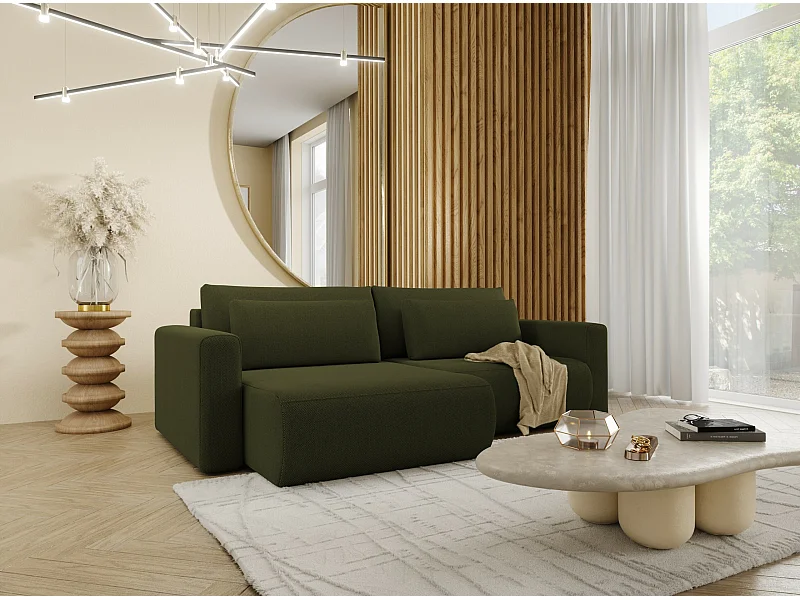 Ecksofa mit Schlaffunktion WELLY Grün olive