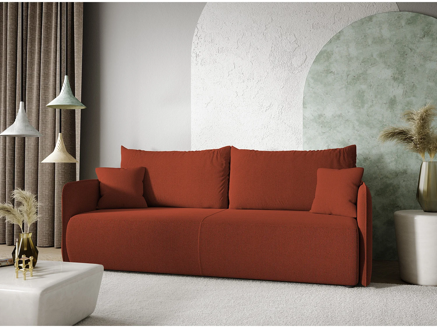 Canapé convertible 4 places FOREST Rouge