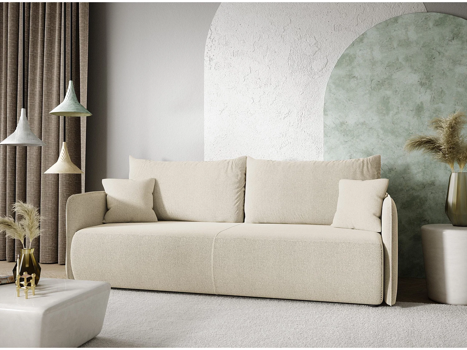 Canapé convertible 4 places FOREST Beige