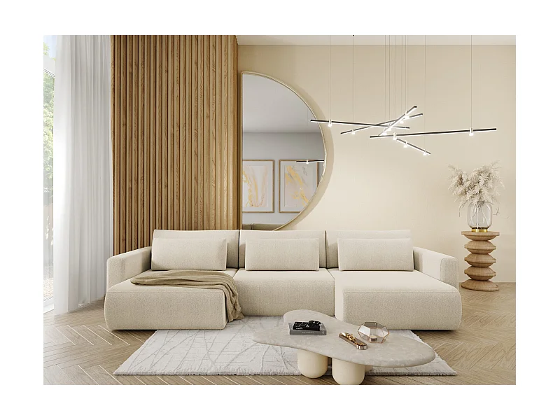 Canapé d'angle convertible 5 places WELLY U Beige