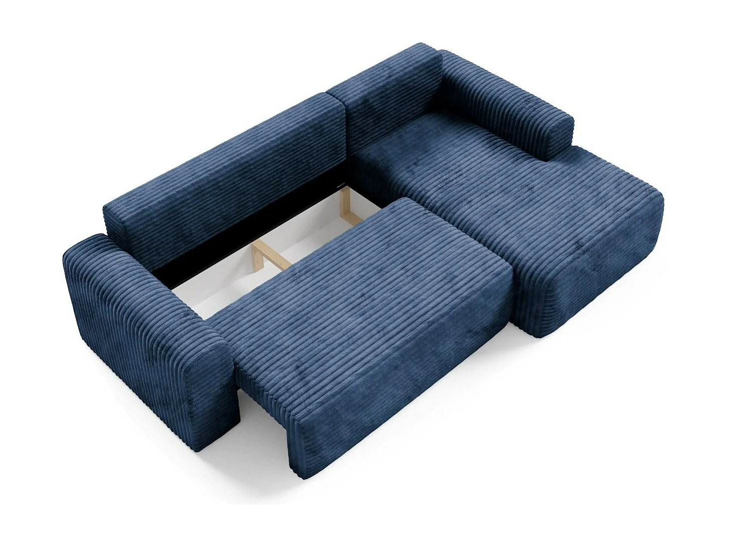 Ecksofa mit Schlaffunktion en velours côtelé SONTII Blau