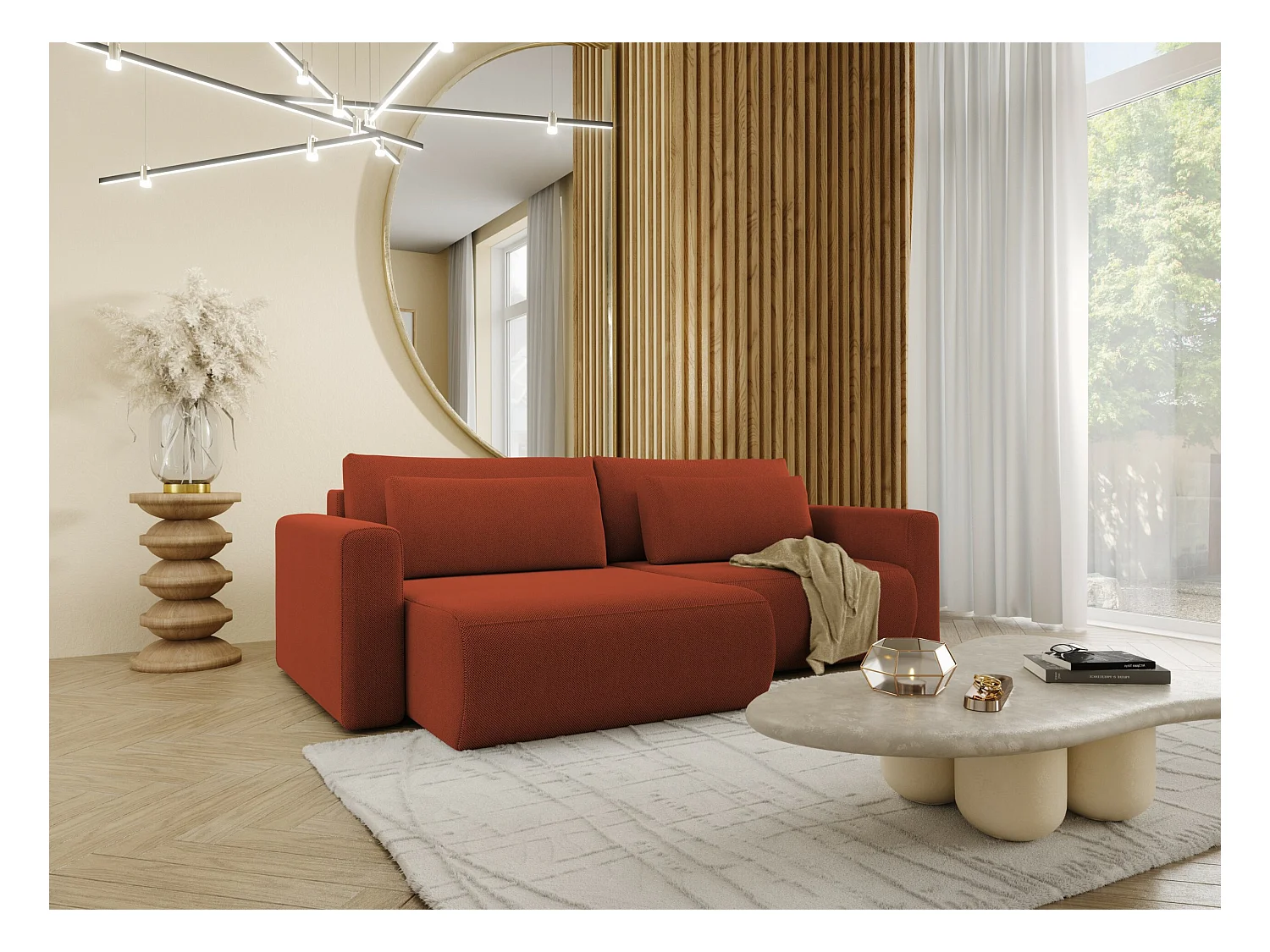 Hoekbankbed 5-zits WELLY Rood