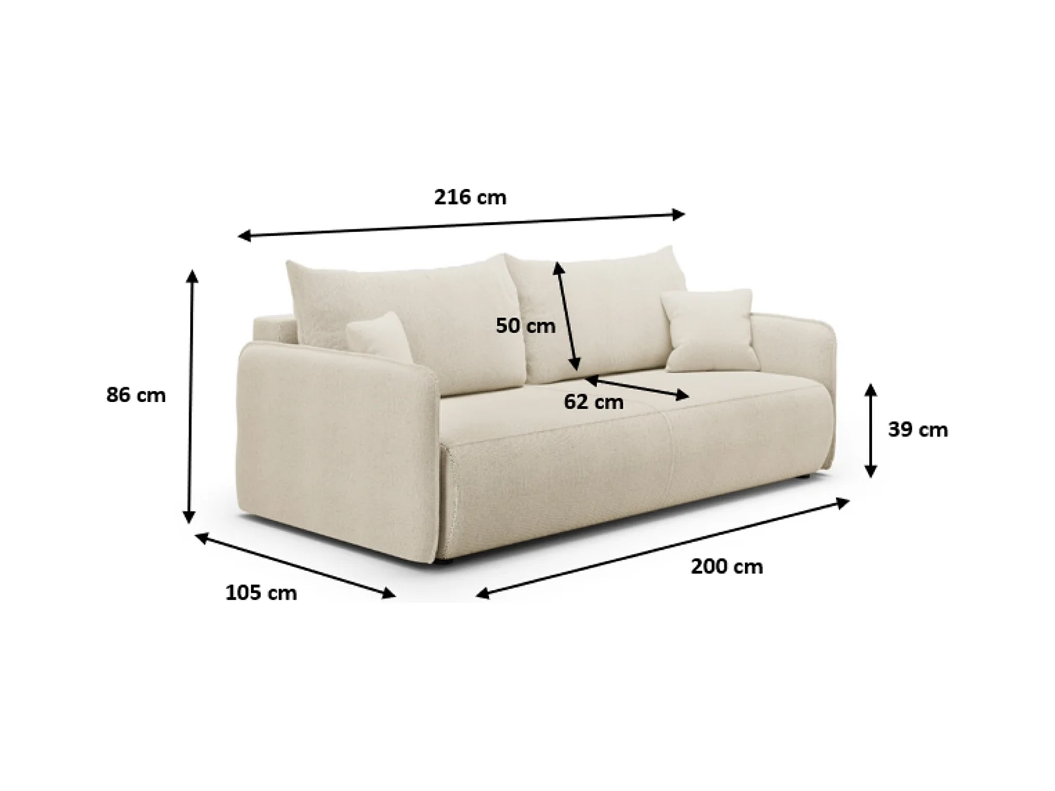 Canapé convertible 4 places FOREST Creme