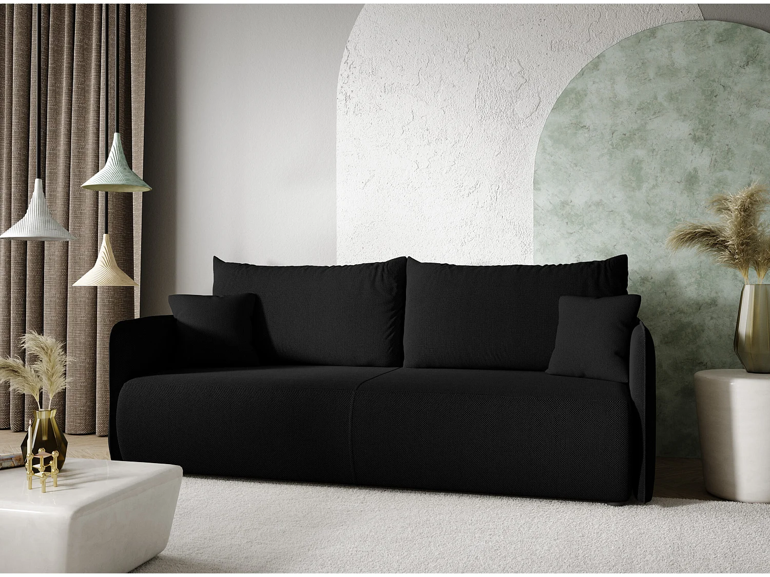 Canapé convertible 4 places FOREST Noir