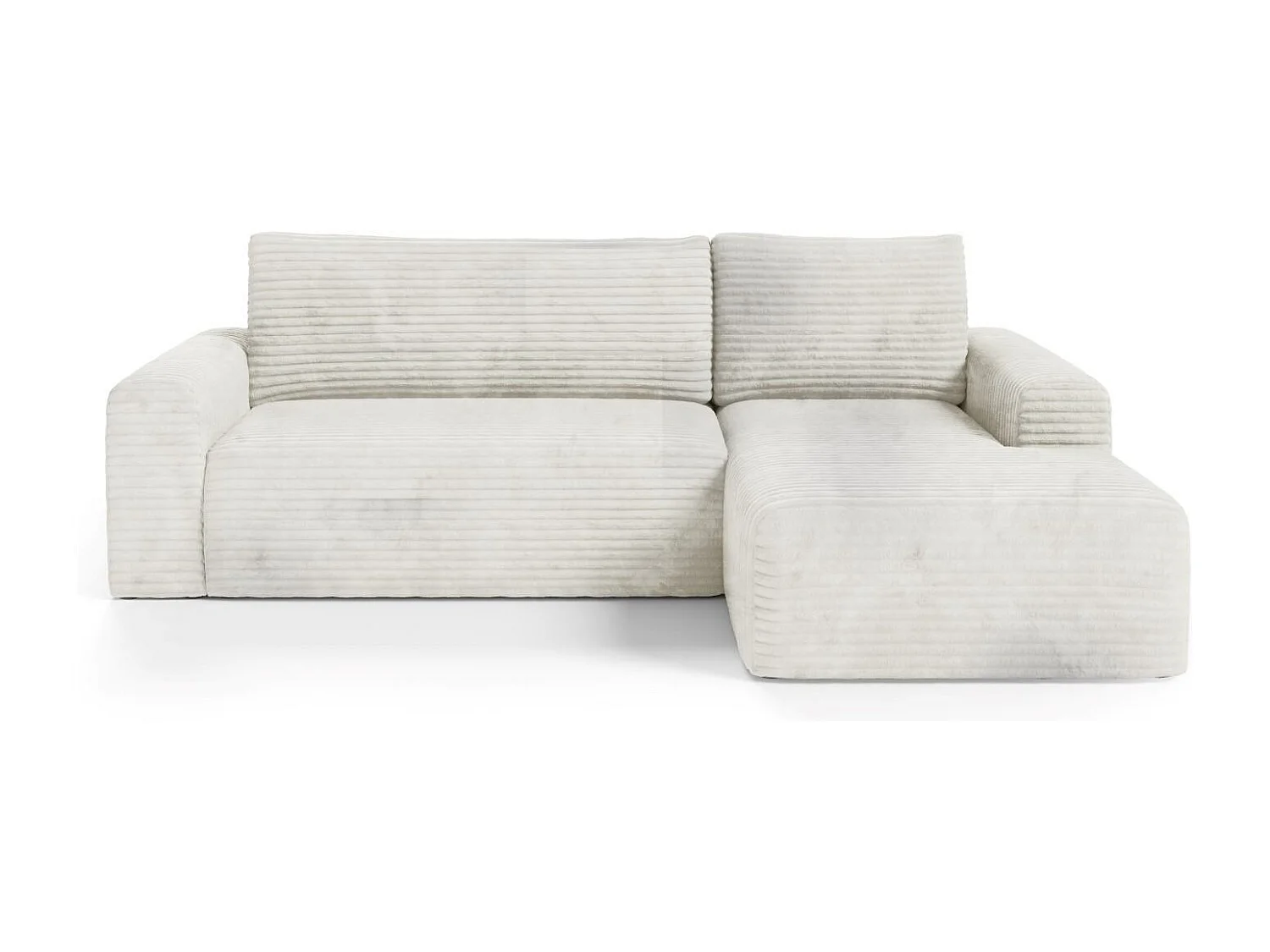 Ecksofa mit Schlaffunktion en velours côtelé SONTII Cremig