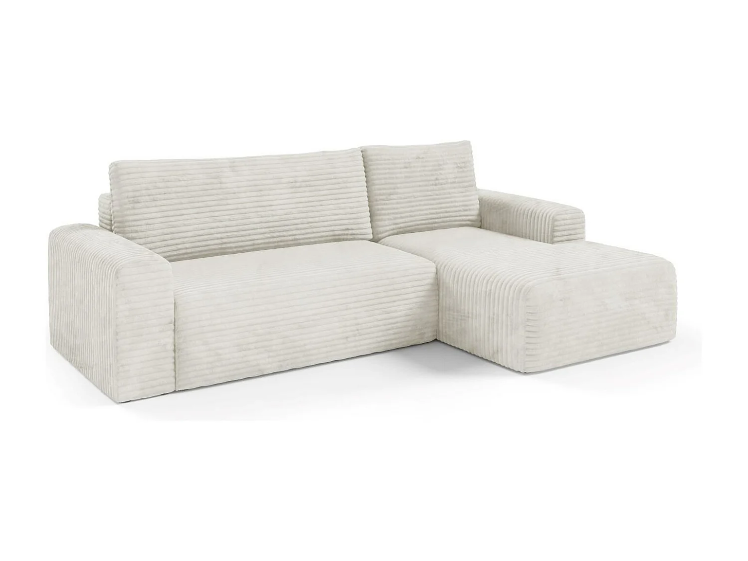 Ecksofa mit Schlaffunktion en velours côtelé SONTII Cremig