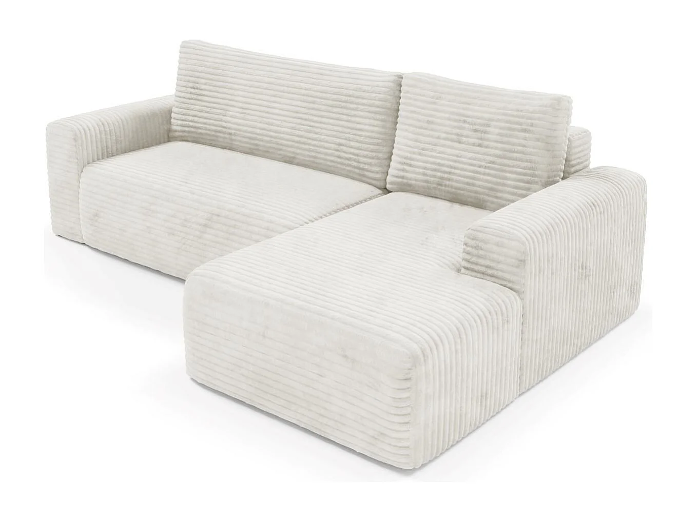 Ecksofa mit Schlaffunktion en velours côtelé SONTII Cremig