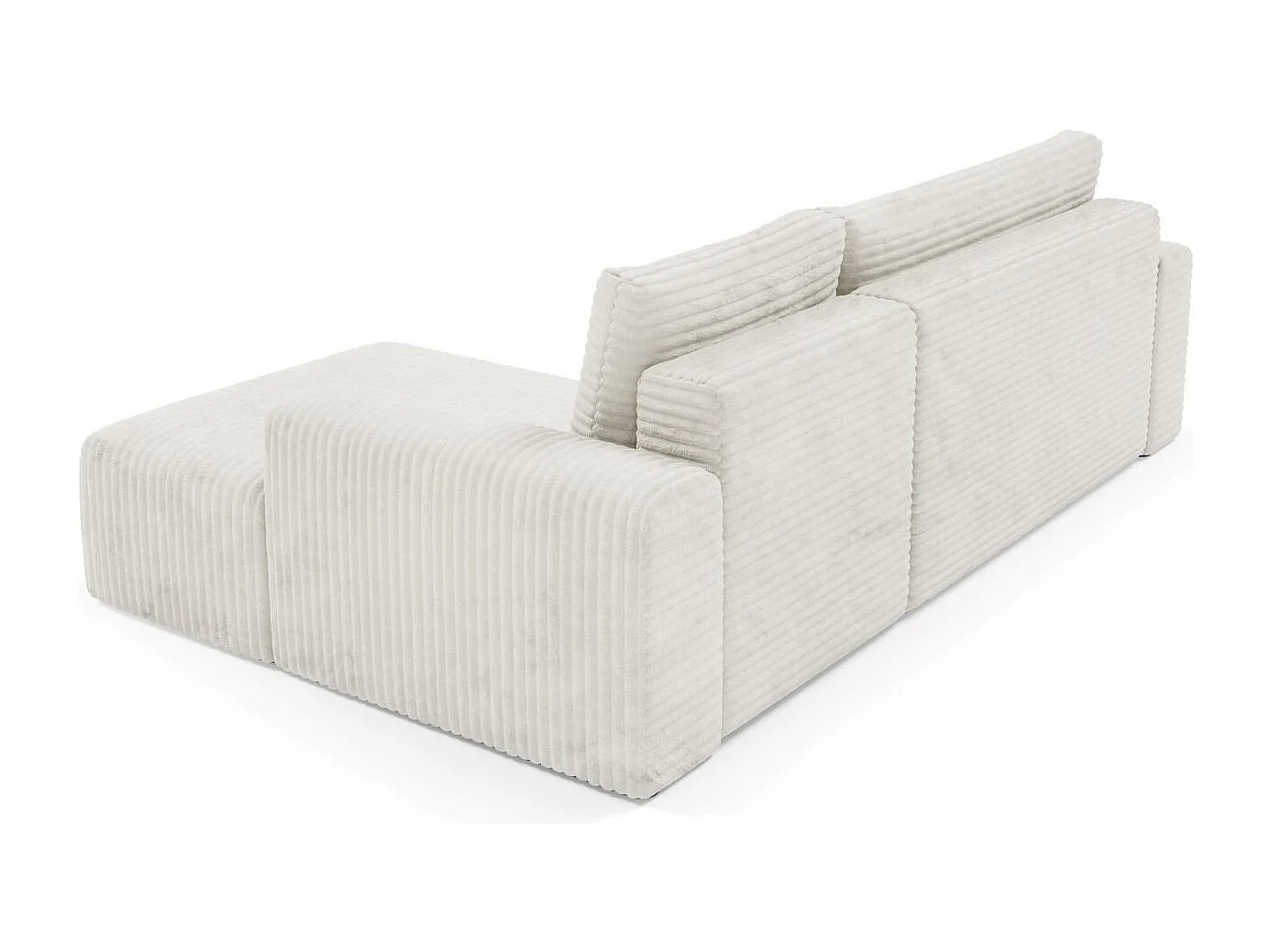 Ecksofa mit Schlaffunktion en velours côtelé SONTII Cremig