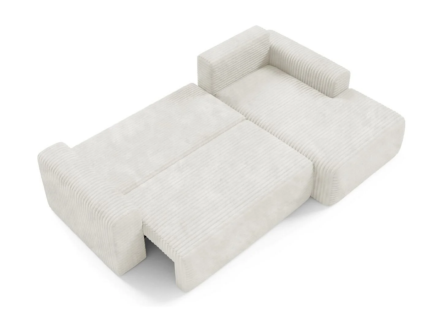 Ecksofa mit Schlaffunktion en velours côtelé SONTII Cremig