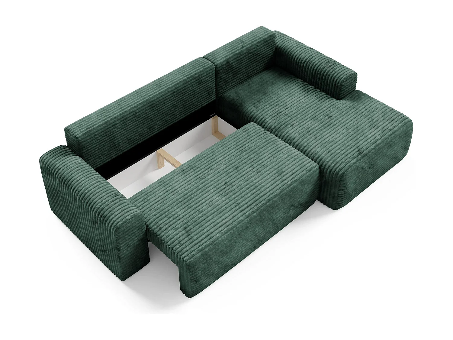 Canapé d'angle convertible en velours côtelé SONTII Vert