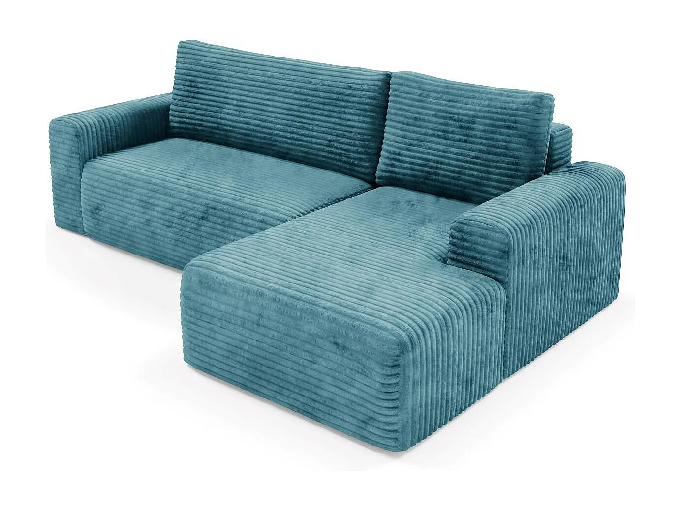 Canapé d'angle convertible en velours côtelé SONTII Turquoise