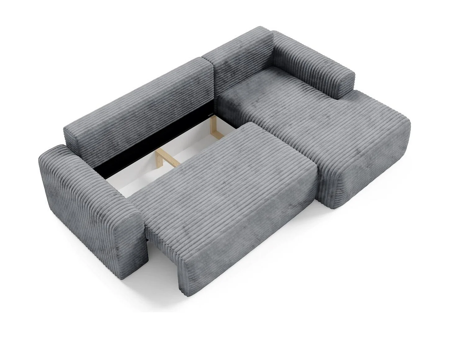 Ecksofa mit Schlaffunktion en velours côtelé SONTII Grau