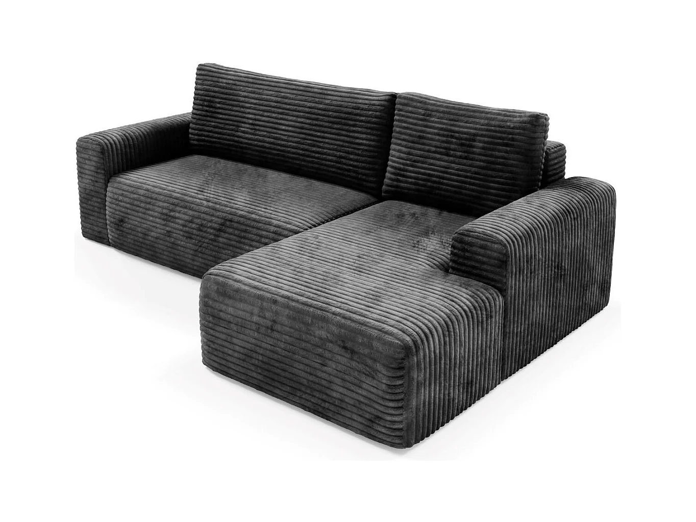 Canapé d'angle convertible en velours côtelé SONTII Noir