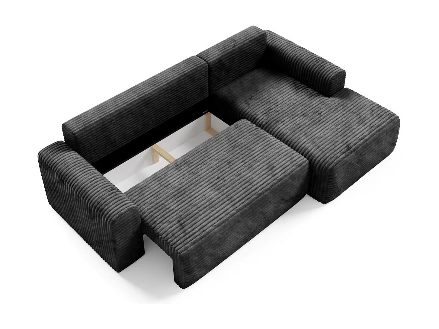 Canapé d'angle convertible en velours côtelé SONTII Noir