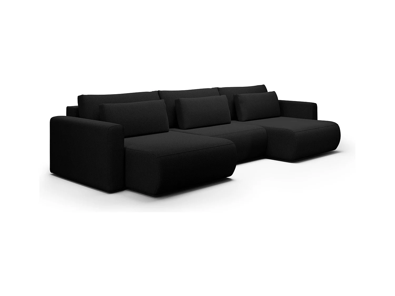 Canapé d'angle convertible 5 places WELLY U Noir