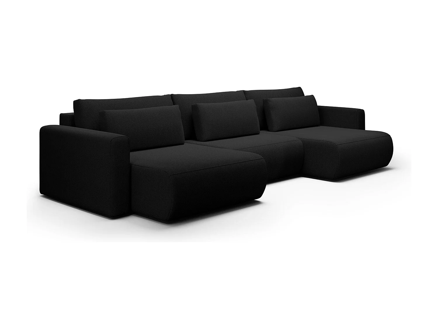 Canapé d'angle convertible 5 places WELLY U Noir