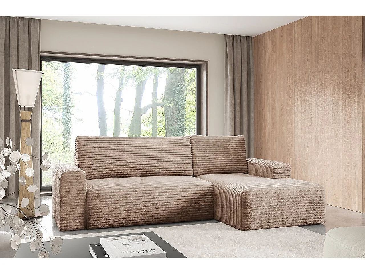 Ecksofa mit Schlaffunktion en velours côtelé SONTII Braun