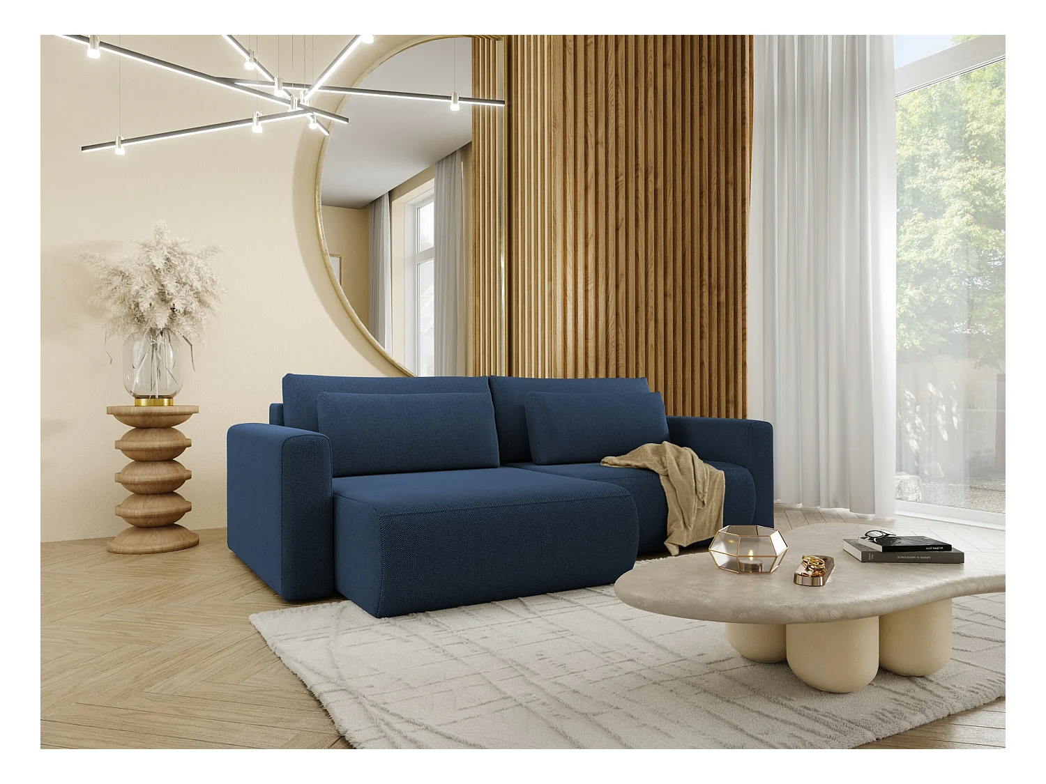 Hoekbankbed 5-zits WELLY Blauw