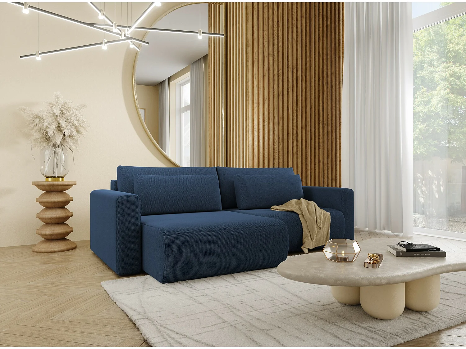 Canapé d'angle convertible 5 places WELLY Bleu