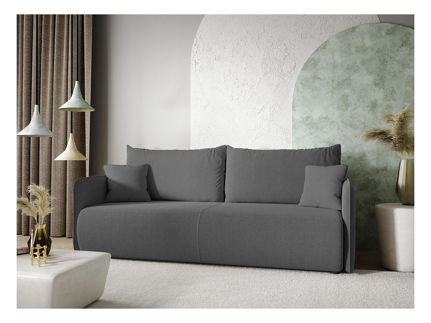 Canapé convertible 4 places FOREST Gris anthracite