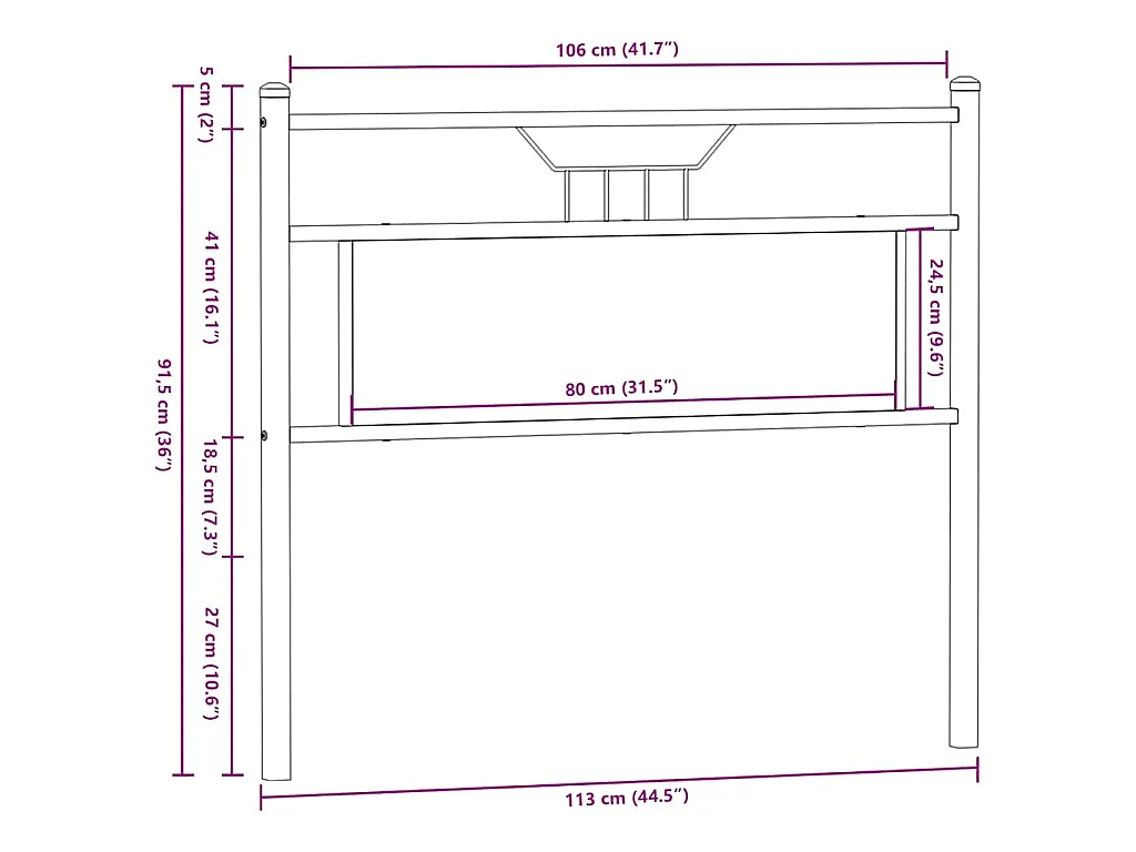 Głowica łóżka Dąb Brązowy Drewno Inżynieryjne i Stal 107 cm - Design Przemysłowy - Wsparcie dla Pleców - Solidna