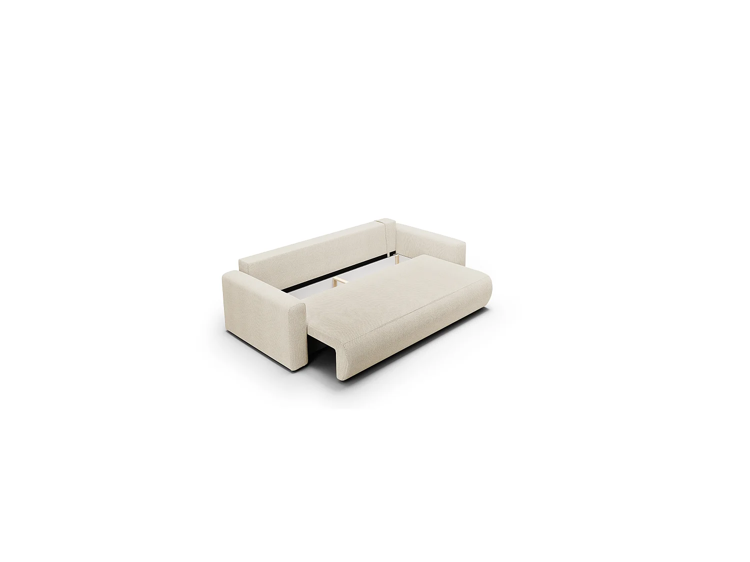 Schlafsofa 4-Sitzer WELLY Beige mit Stauraum und Hydrophobem Stoff
