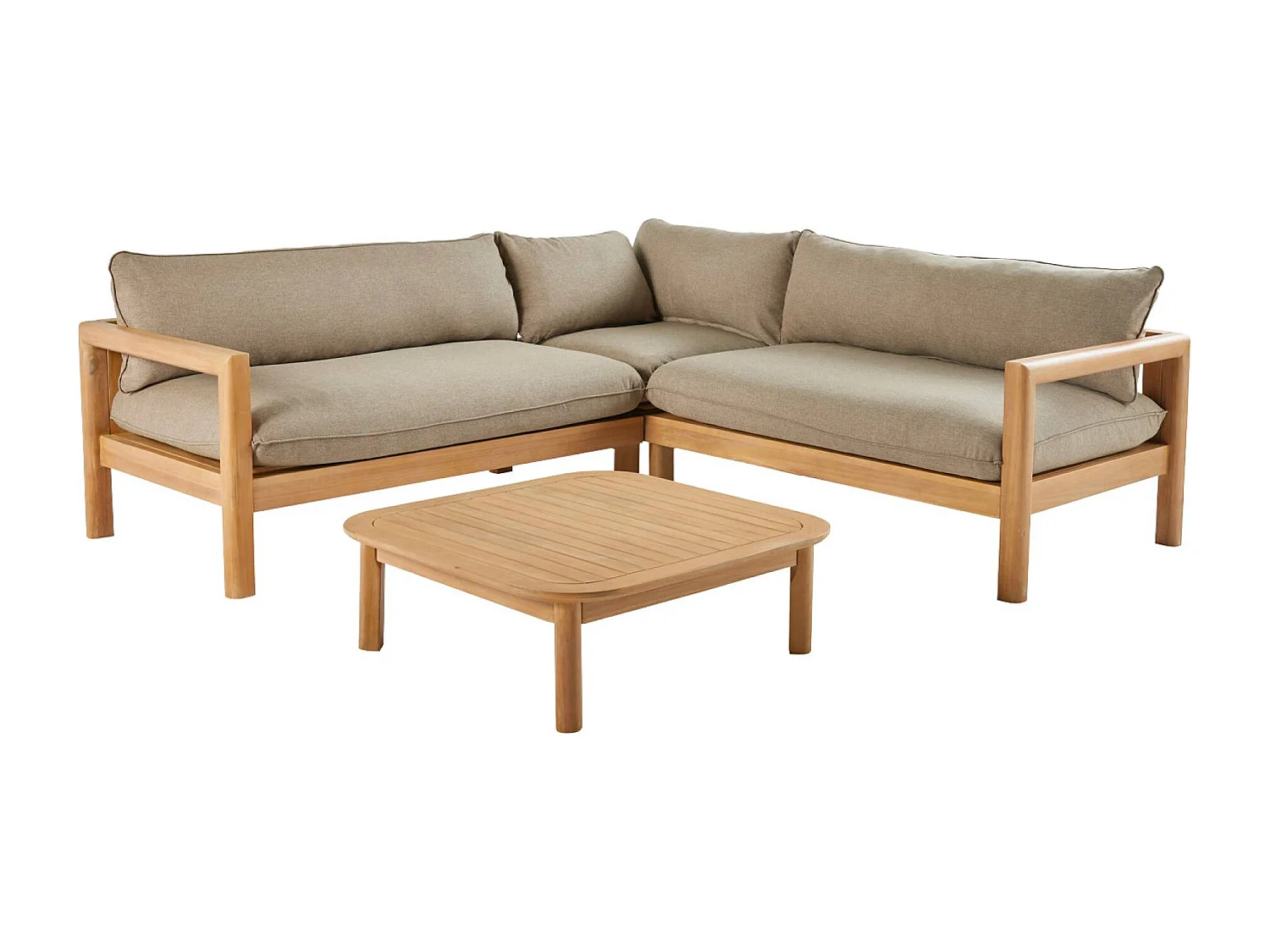 Conjunto de jardín de esquina de madera de acacia, 5 personas beige