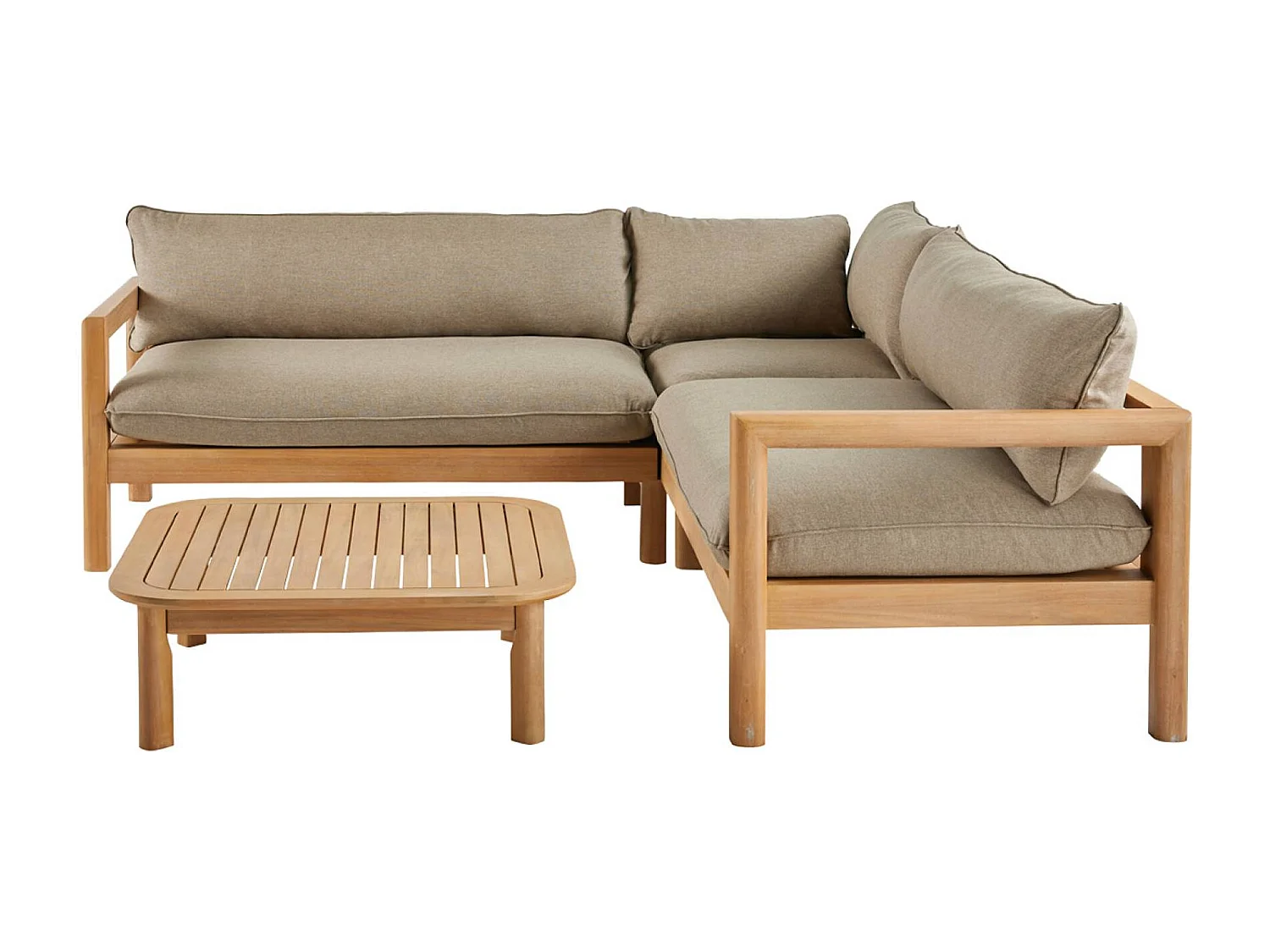 Conjunto de jardín de esquina de madera de acacia, 5 personas beige