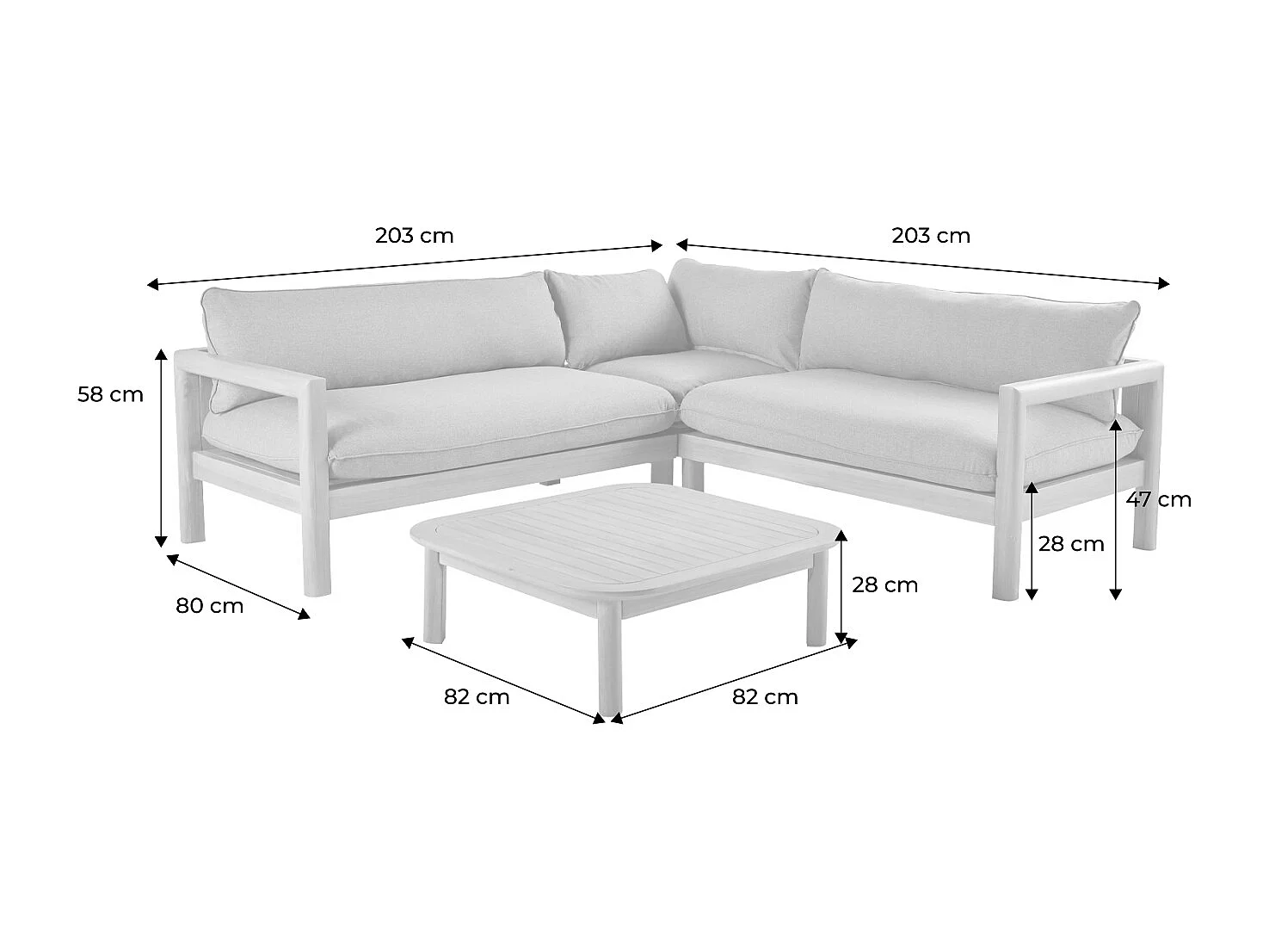 Conjunto de jardín de esquina de madera de acacia, 5 personas beige