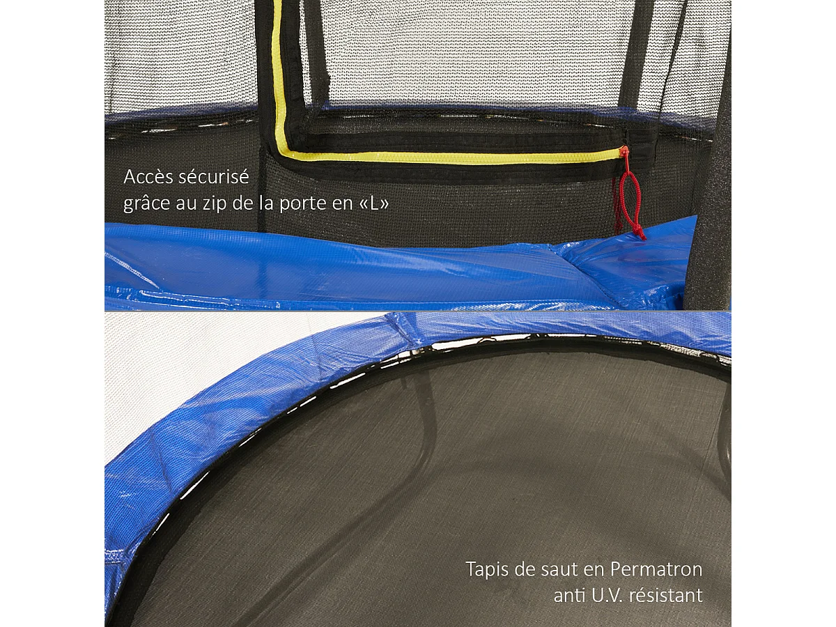 Kangui - Trampoline rond Ø430cm avec filet de sécurité et échelle - Bleu -  FPR 430