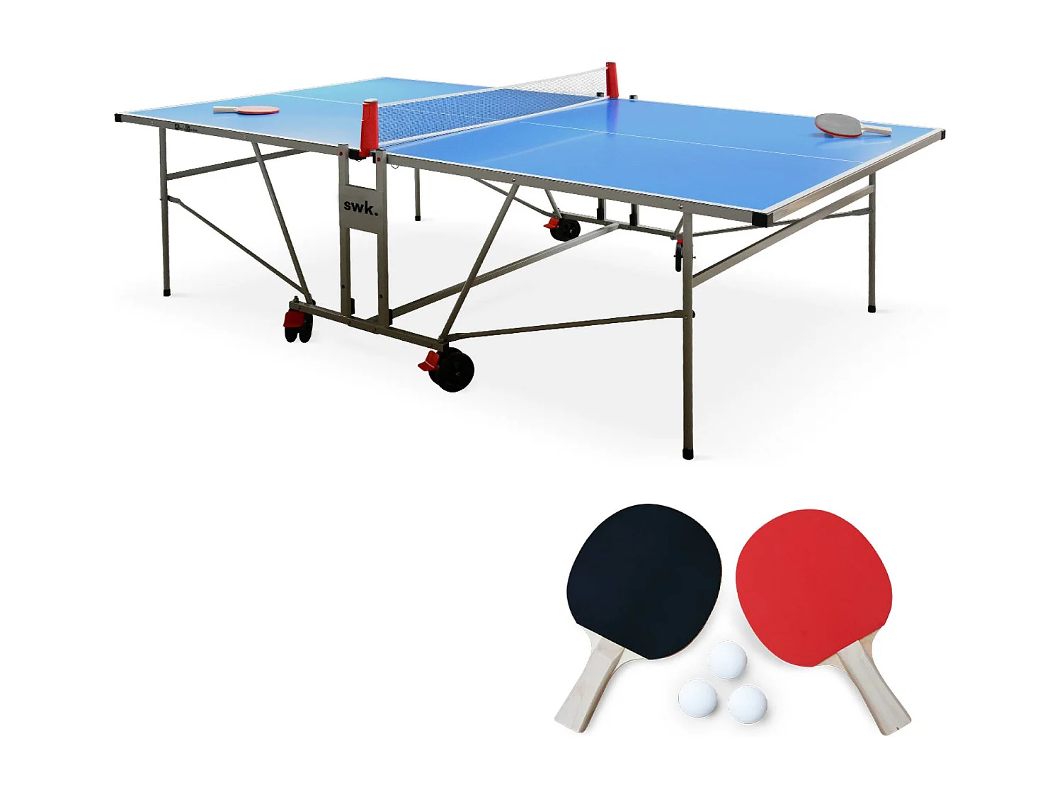Mesa de ping pong exterior premium con raquetas y pelotas azul