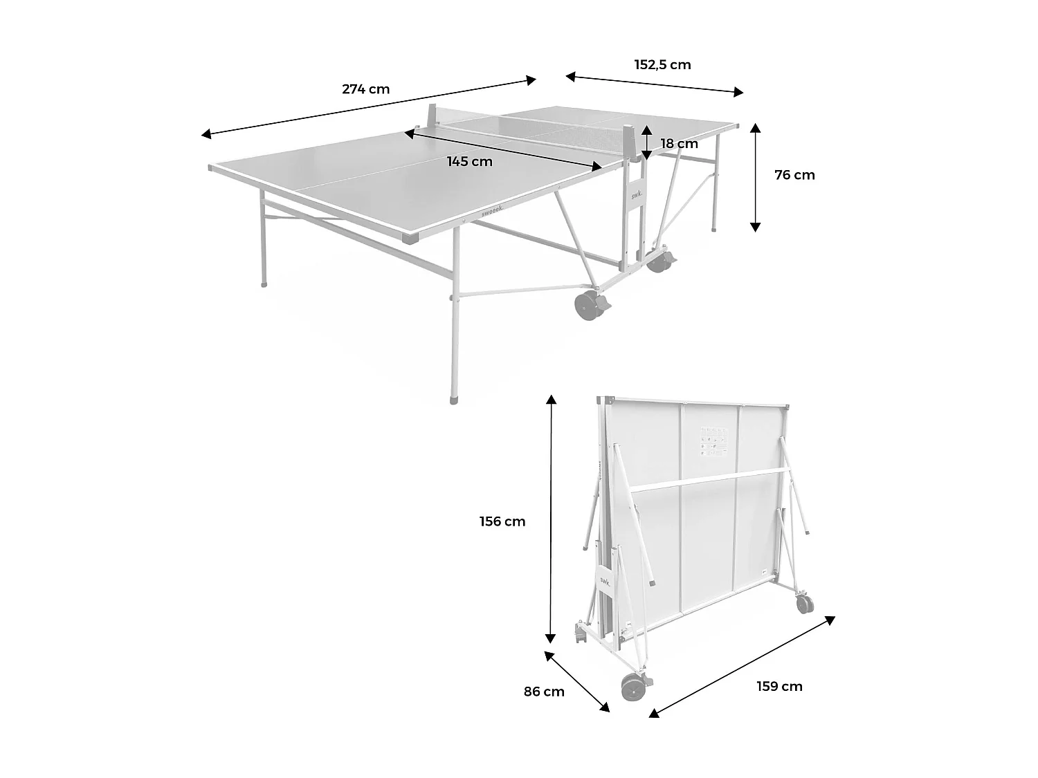 Mesa de ping pong exterior premium con raquetas y pelotas azul