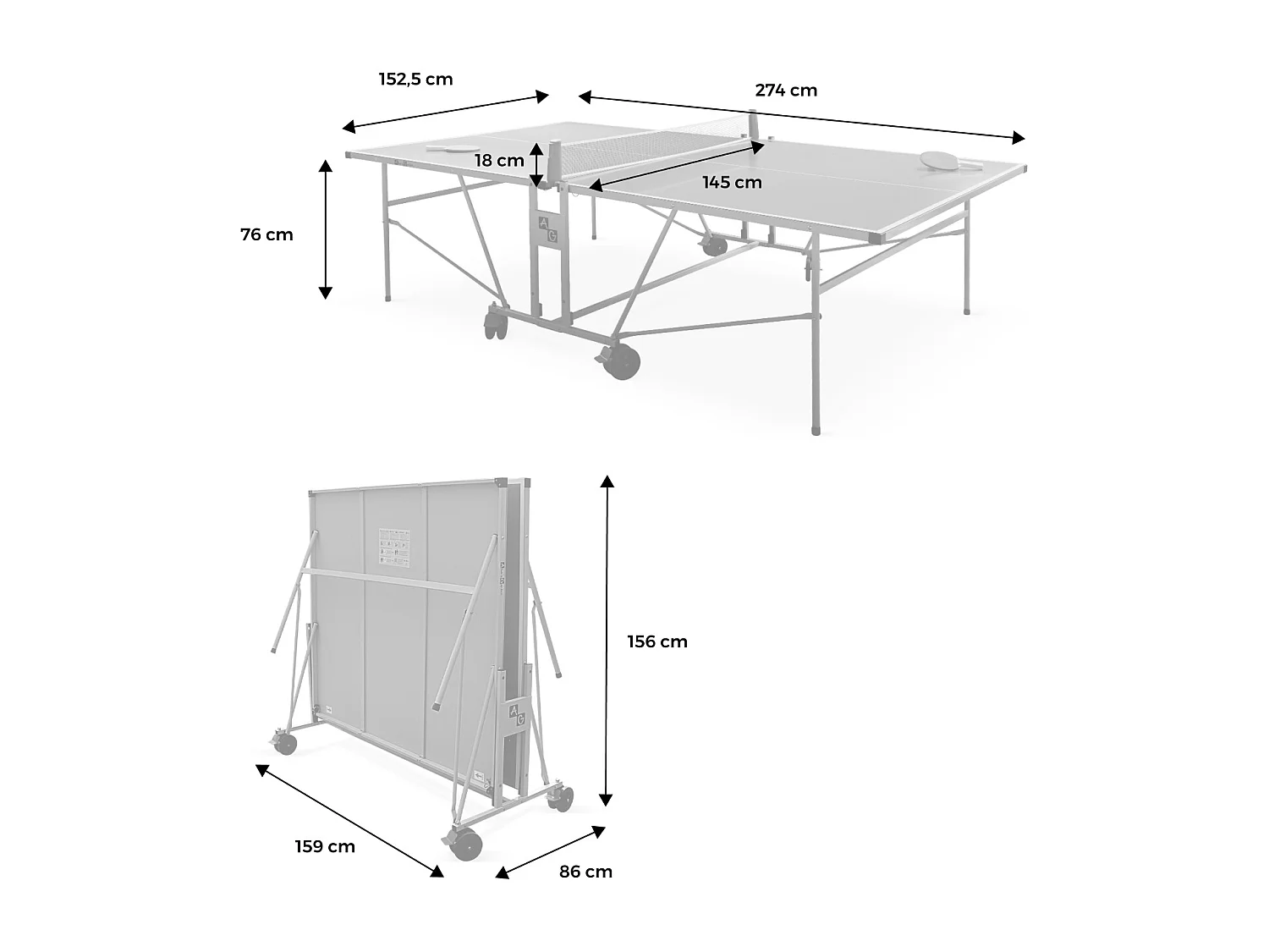 Table de ping pong OUTDOOR bleue - table pliable avec 2 raquettes et 3 balles. pour utilisation extérieure. sport tennis de table