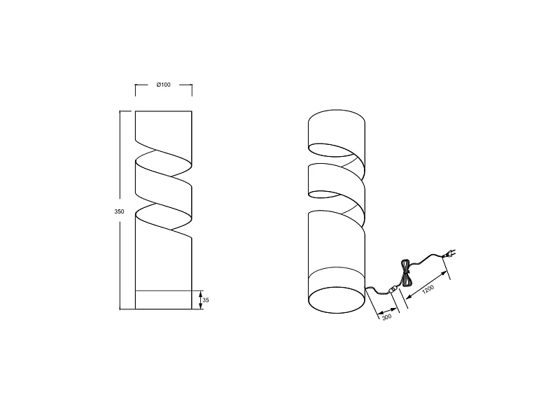 Lampe de table cylindrique 35 cm Stream