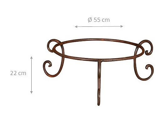 BISCOTTINI Porte-Pot – Support en Fer Solide - Pot de Fleurs - Support Métallique pour Plantes - Jardinière - Décoratif -Extérieure - 55x55x22 cm