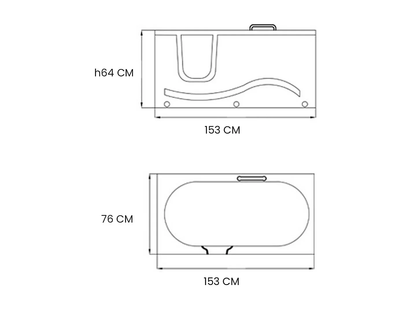 Baignoire balnéo avec porte à gauche 153 x 76 cm – Oleander
