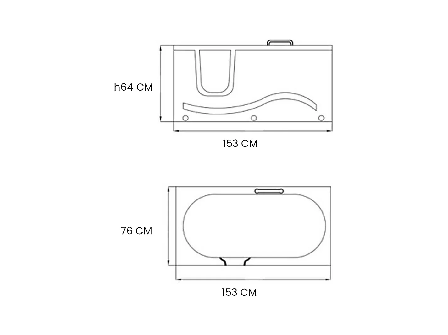 Baignoire balnéo avec porte à gauche 153 x 76 cm – Oleander