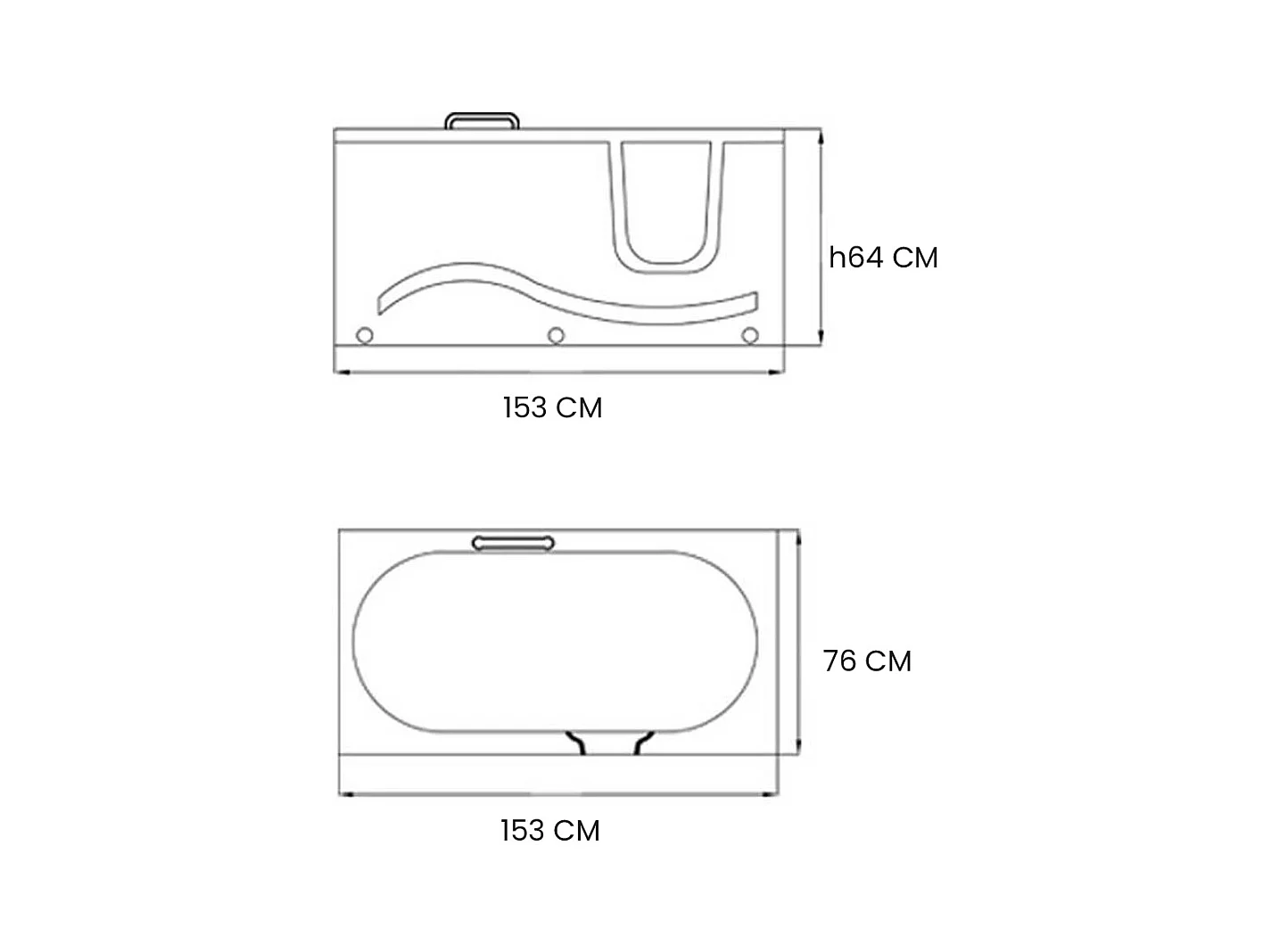 Baignoire balnéo avec porte à droite 153 x 76 cm – Pansy