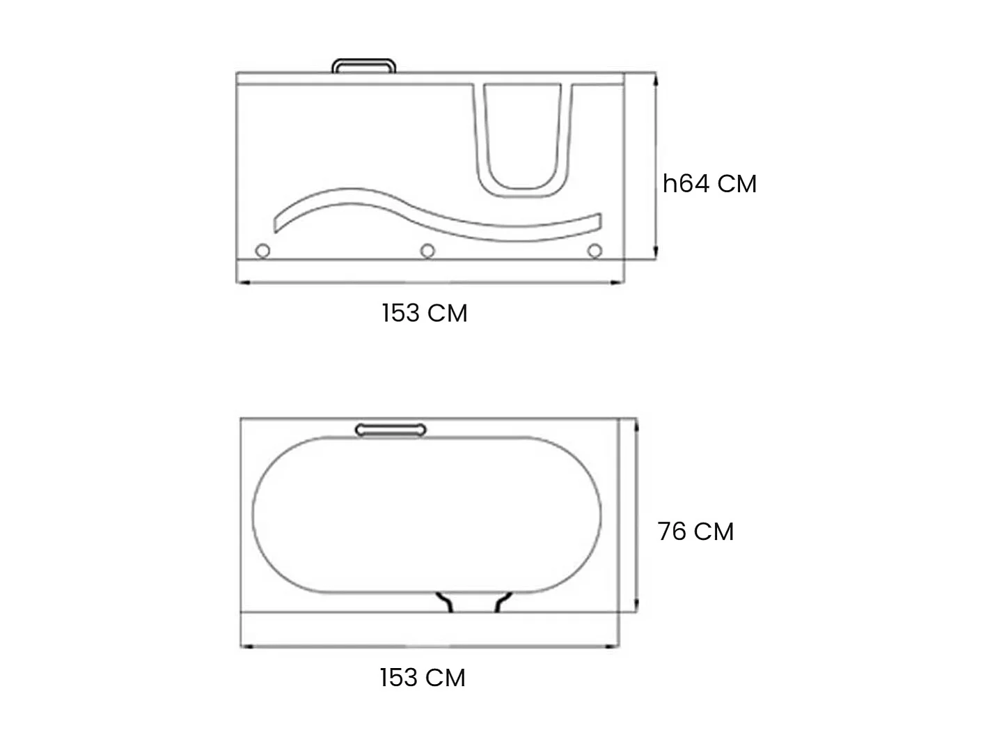 Baignoire balnéo avec porte à droite 153 x 76 cm – Pansy