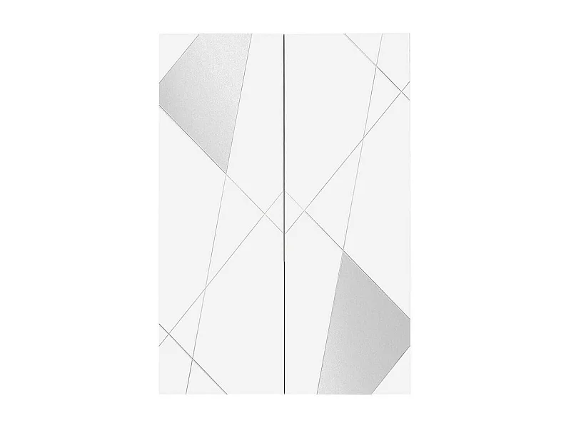 ORIANA - Meuble d'entrée 2 portes 4 étagères Blanc Laqué avec Sérigraphies et Miroirs