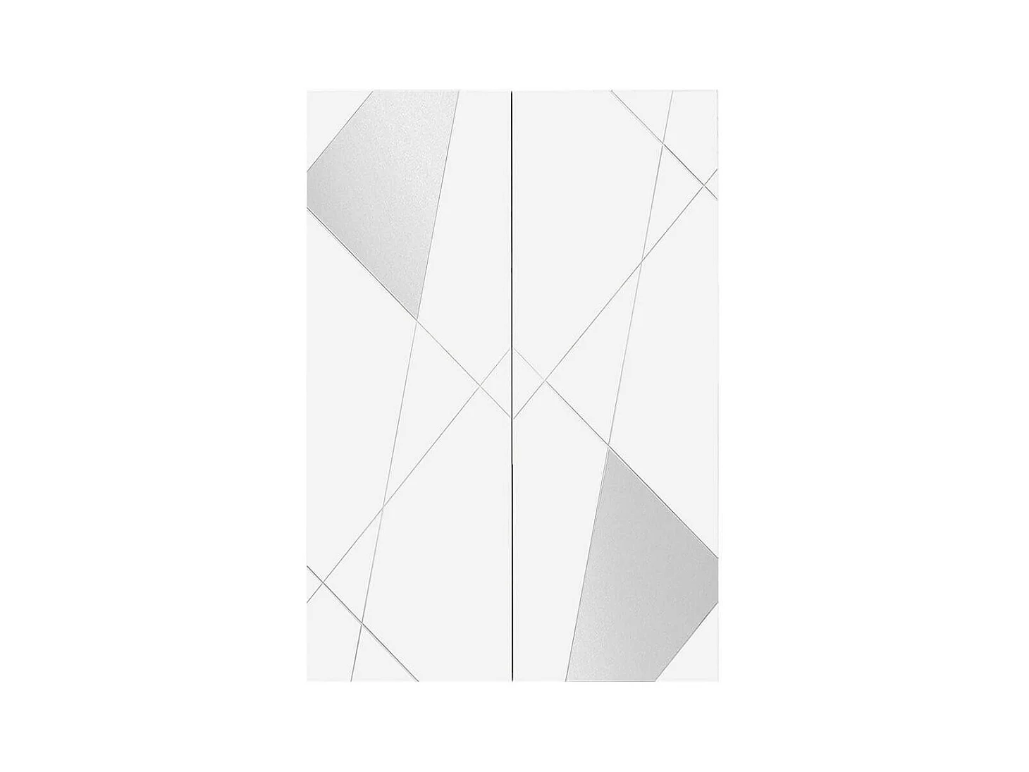 ORIANA - Meuble d'entrée 2 portes 4 étagères Blanc Laqué avec Sérigraphies et Miroirs
