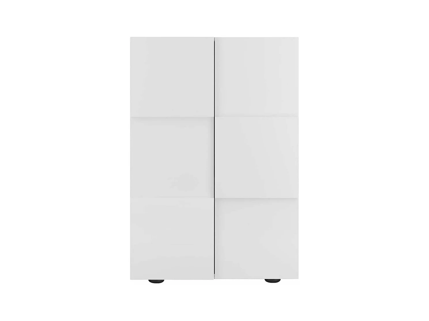 REBECCA - Meuble d'entrée 2 portes 4 étagères Blanc Laqué Weiss Relief Damiers