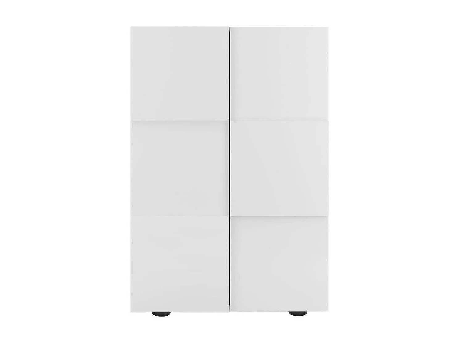 REBECCA - Meuble d'entrée 2 portes 4 étagères Blanc Laqué Weiss Relief Damiers