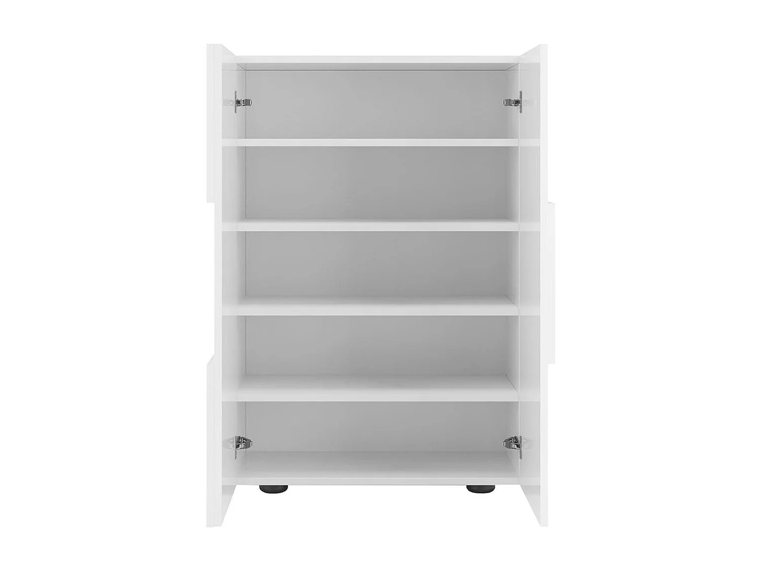 REBECCA - Meuble d'entrée 2 portes 4 étagères Blanc Laqué Weiss Relief Damiers