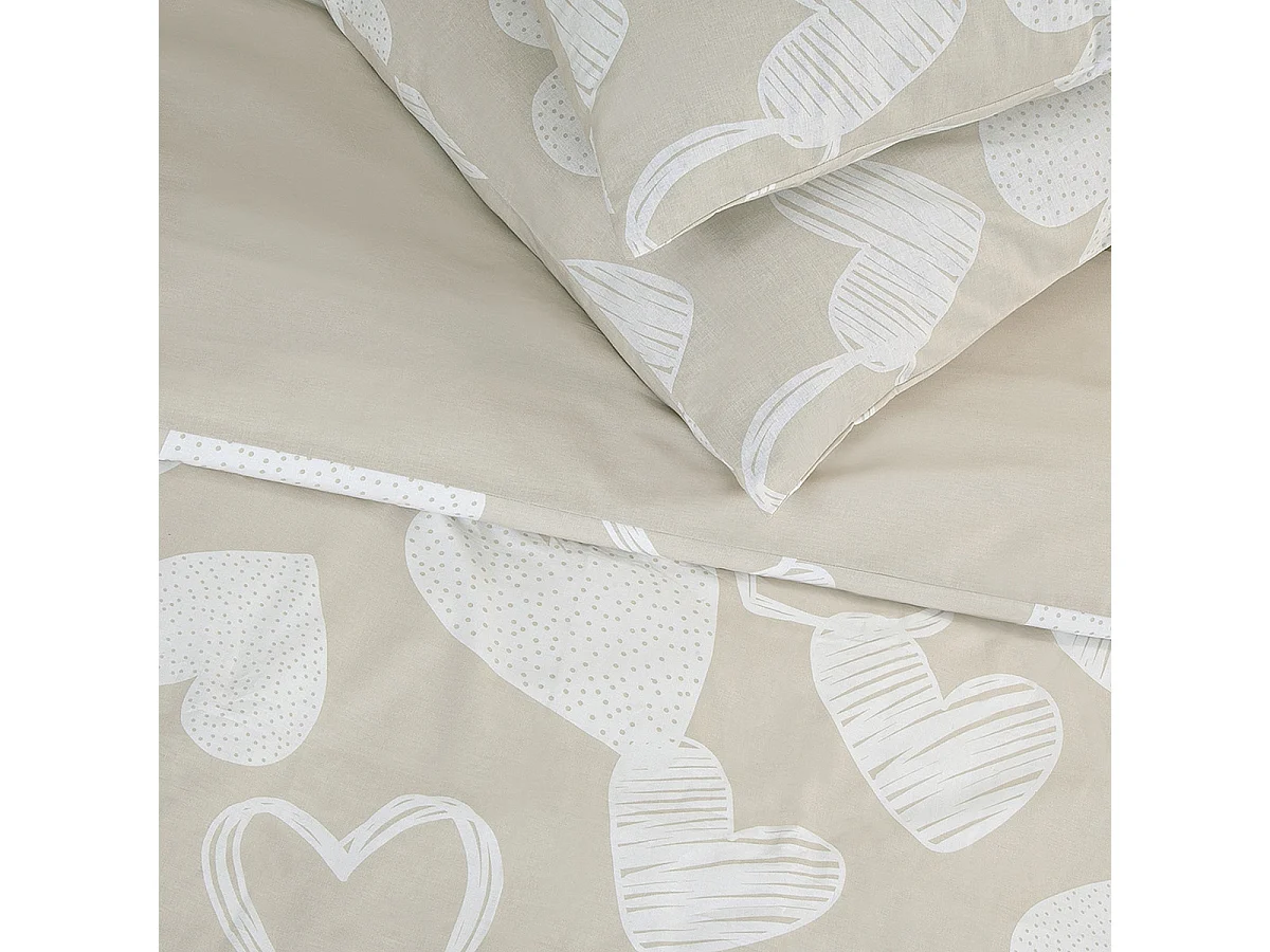 Parure de lit en coton motif cœurs 200x200cm