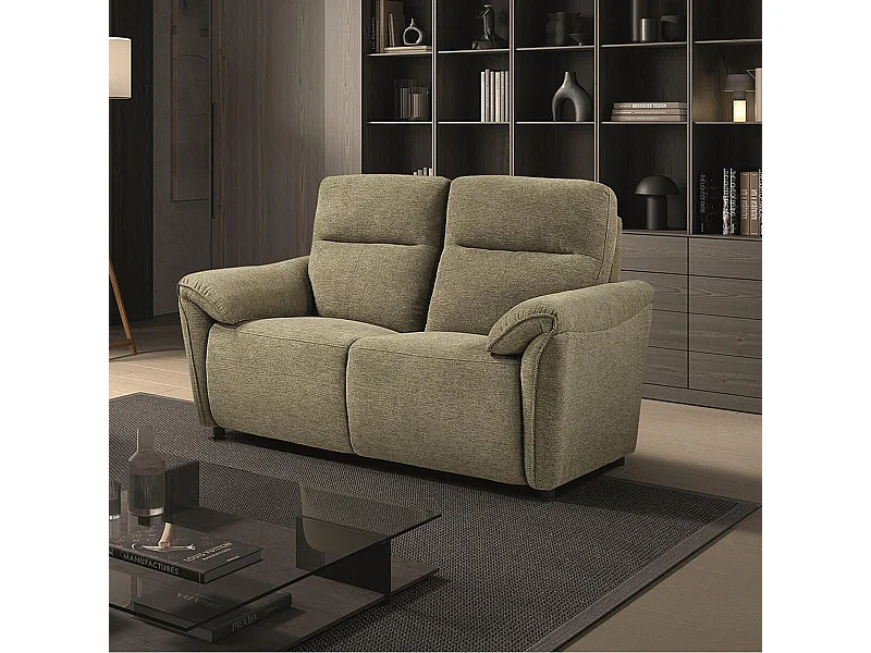 MAZARO - Canapé 2 Places Fixe Tissu Vert Chiné