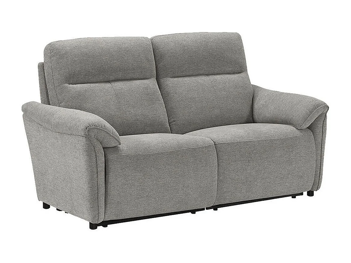 MAZARO - Canapé 2 Places Fixe Tissu Gris Chiné