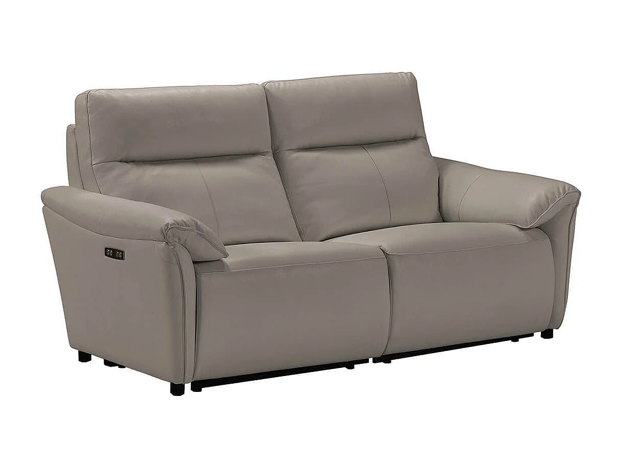 MAZARO - Canapé 3 Places Relax Electrique Cuir Gris éléphant