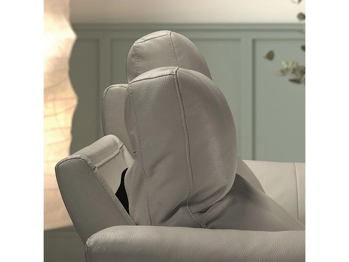 MAZARO - Canapé 3 Places Relax Electrique Cuir Gris éléphant